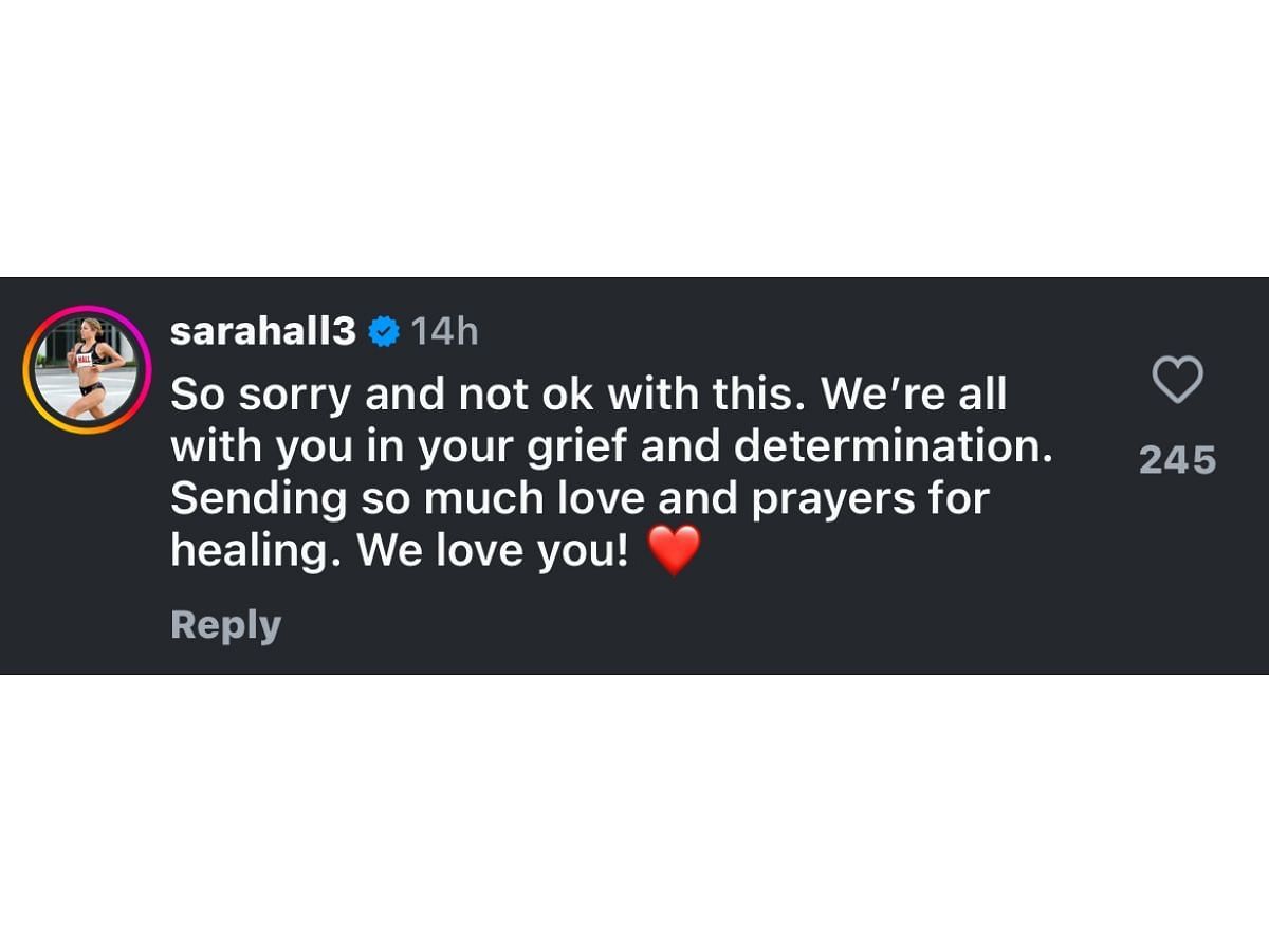 Hall’s comment on Instagram (@aliontherun1)